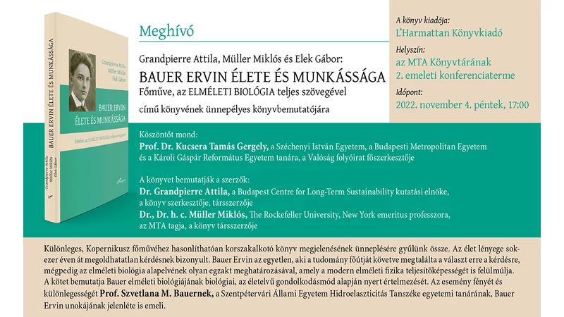 Könyvbemutató • Grandpierre Attila–Müller Miklós– Elek Gábor: Bauer Ervin élete és munkássága